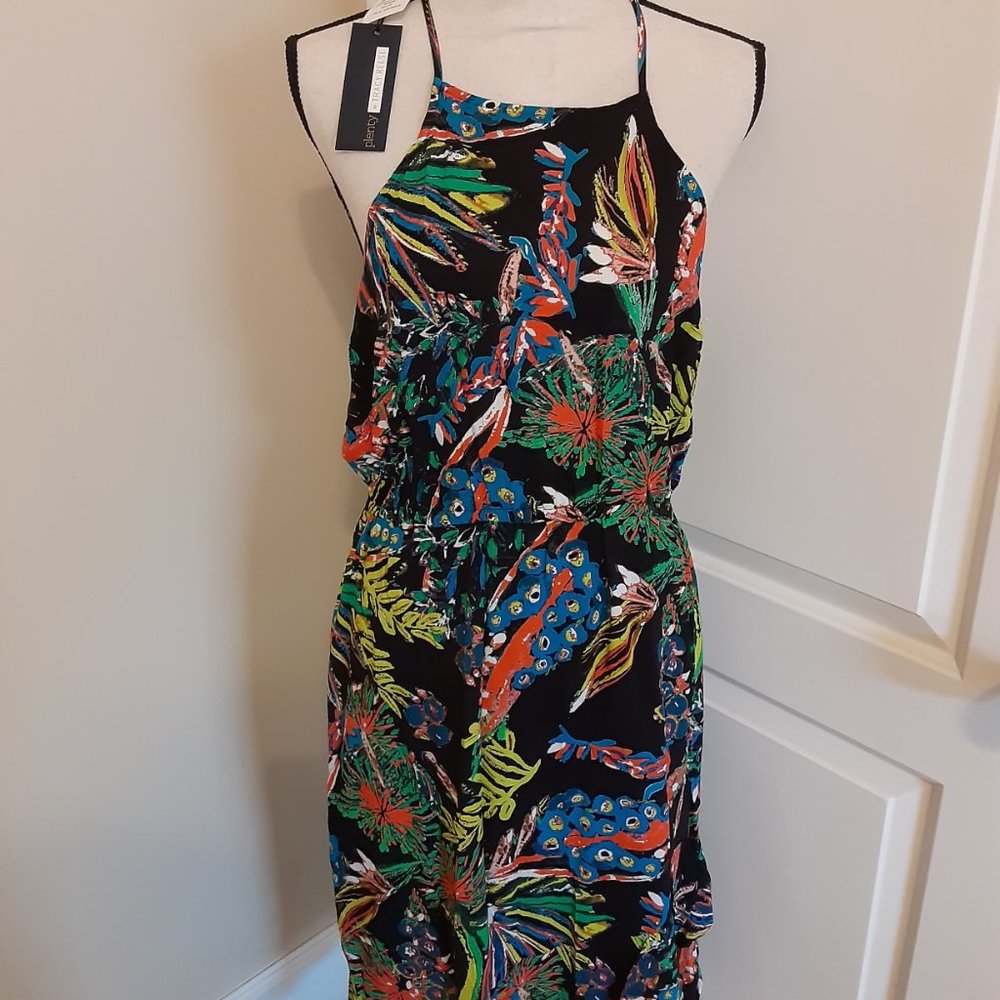 Sexy Tracy Reese Tropical Print Midi Halter Dress Size Large New with Tags